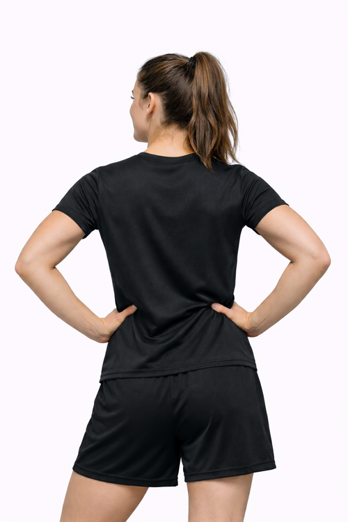 Women’s Black Sports T-Shirt | Slim Fit Gym & Workout T-Shirt | Activewear Top